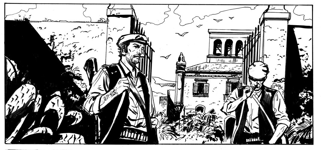 SGuglie's tweet photo. I asked to a young italian artist @__FedT to draw one of my BLACK GRID short story and he captured the Corleone Godfather vibe of the story masterfully #noir #anthology #shortstories #blackgrid https://t.co/pcz7TzkG5P