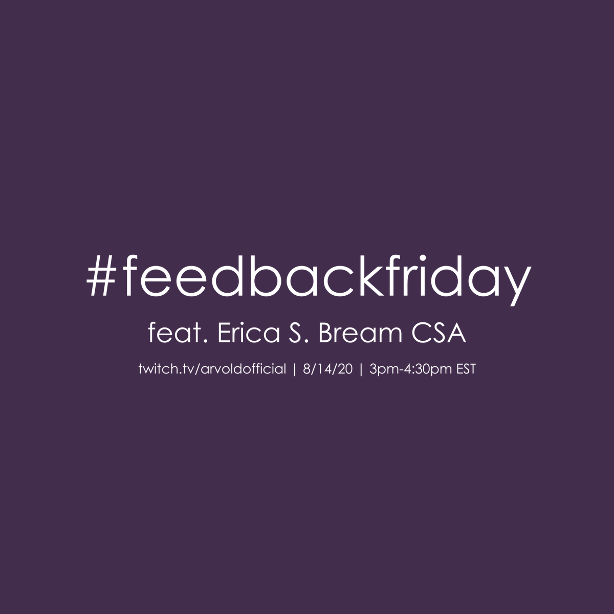 arvoldofficial's tweet photo. Yep! You get 2 CDs this week - Erica A &amp; Erica B (yeah, kinda like Thing 1 &amp; Thing 2). We are honored and excited to welcome @ericasbreamcast  to https://t.co/Ch2w28feMT tomorrow! 

Join us live for #feedbackfriday on 8/14 from 3-4:30pm EST.

#youdonotwanttomissthis https://t.co/7PxQyGbMoG