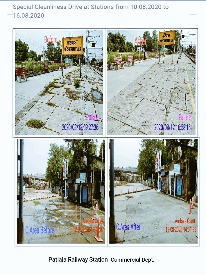 drm_umb's tweet photo. Ambala Division is observing a cleanliness week from August 10 to August 16, 2020. We are organizing  various types of sanitation related activities under a planned and systematic manner.#SwachhBharatMission @RailMinIndia @RailwayNorthern @GM_NRly @PiyushGoyalOffc @PMOIndia https://t.co/FrZW2uBRhA