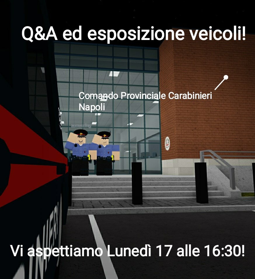 Vi aspettiamo con piacere Lunedì 17 alle ore 16:30 per un Q&amp;A con esposizione dei nostri veicoli al Comando Provinciale di Napoli!
Vi aspettiamo in tanti!