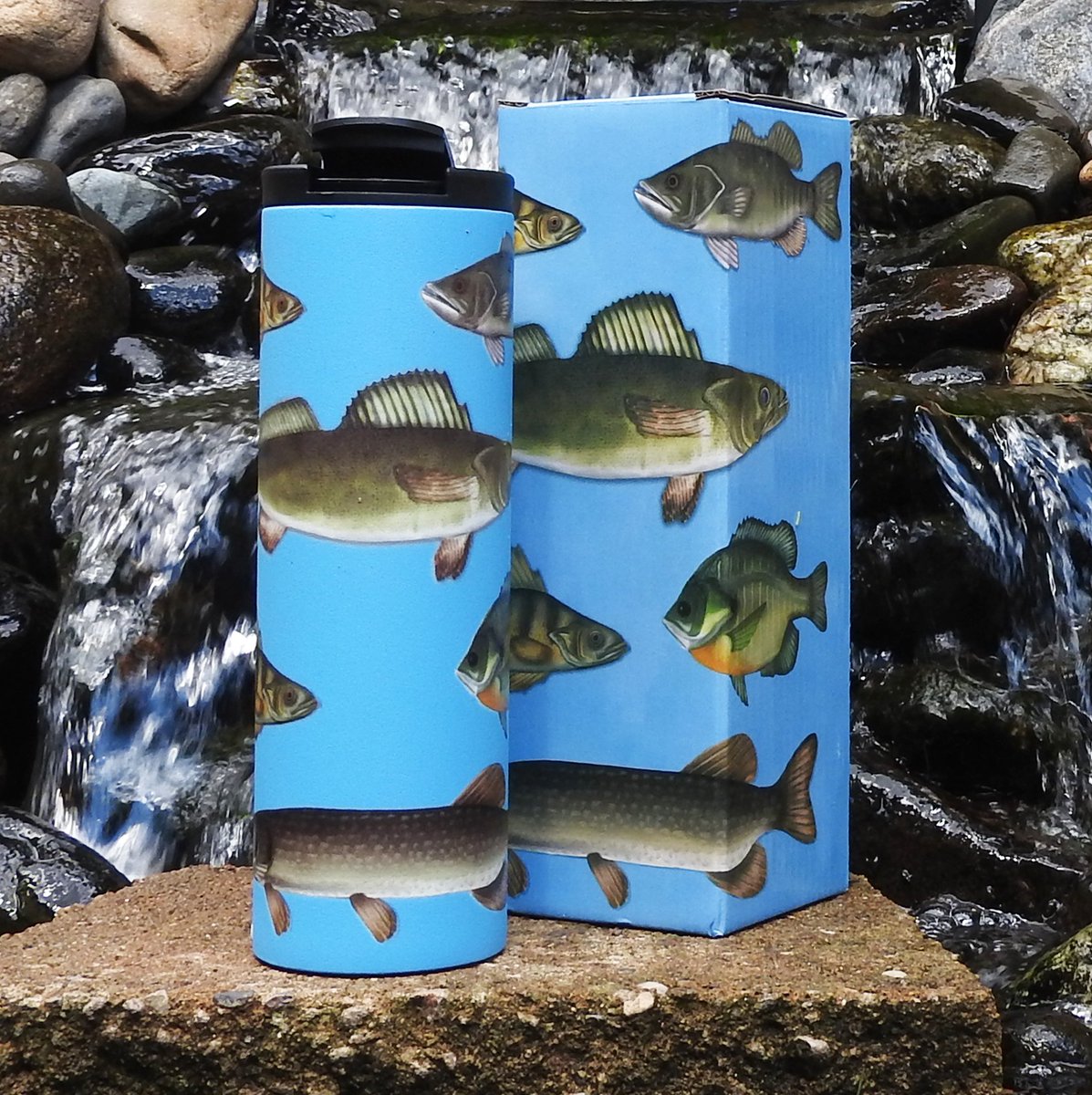 beachcomberfli1's tweet photo. Freshwater Fish Stainless Steel Coffee Mug, #camping #fishing #waterbottle #walleye #sunfish #perch #bass https://t.co/dFuGWrSDvI