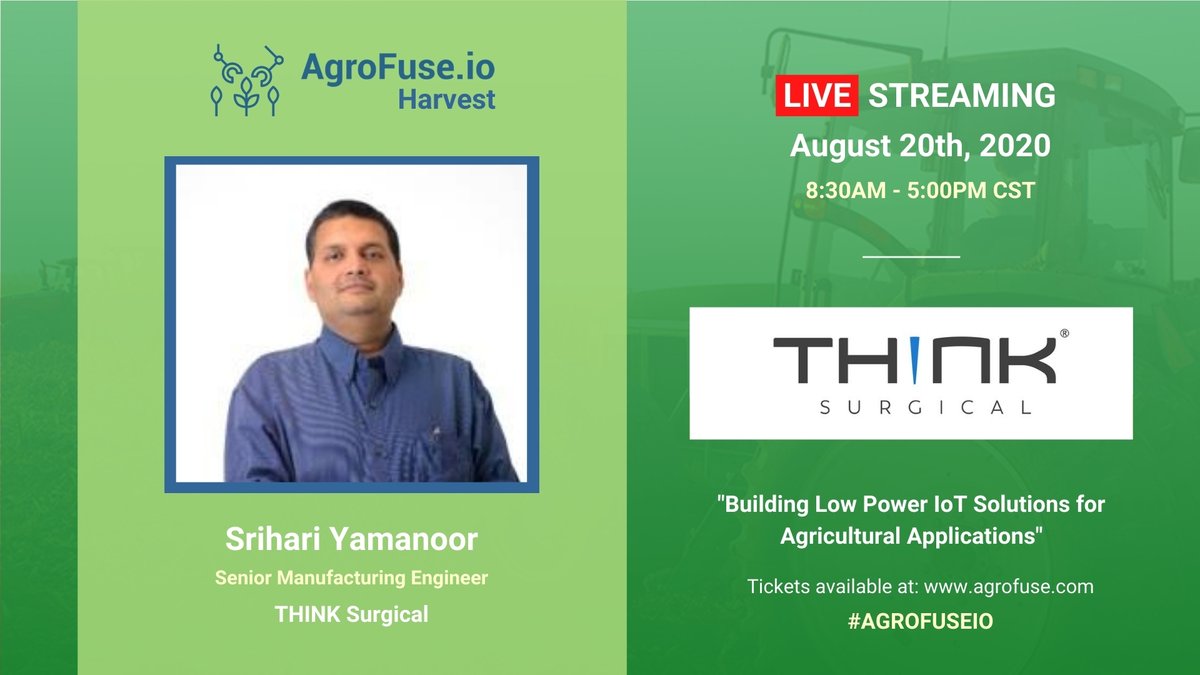 agfuseIO's tweet photo. BUILDING LOW POWER IOT SOULTIONS FOR AGRICULTURAL APPLICATIONS --> https://t.co/qecO5aGVQm
Grab your digital streaming pass now! —> https://t.co/LkeSHl2CCf
#agrofuseio #agrofuseioharvest #agiot #virtualconference https://t.co/aK932ypyRF