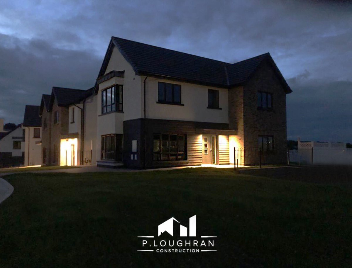 PLoughranConst's tweet photo. Beautiful images from our Spring View development taken on Sunday evening. These homes are just as stunning by night, as they are by day. Another week closer to completion. #constructionireland #buildingireland #housingireland #buildingcontractorireland #architectureireland https://t.co/1PbkVy3BJX