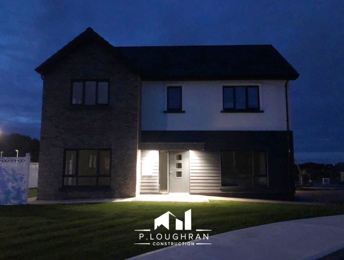 PLoughranConst's tweet photo. Beautiful images from our Spring View development taken on Sunday evening. These homes are just as stunning by night, as they are by day. Another week closer to completion. #constructionireland #buildingireland #housingireland #buildingcontractorireland #architectureireland https://t.co/1PbkVy3BJX