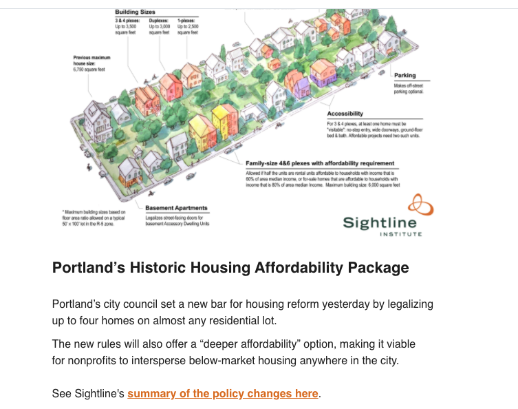 Portland: Let's do fourplexes and affordable housing options everywhere.

Me: Yes please. We've been asking for this in Vancouver for a decade.