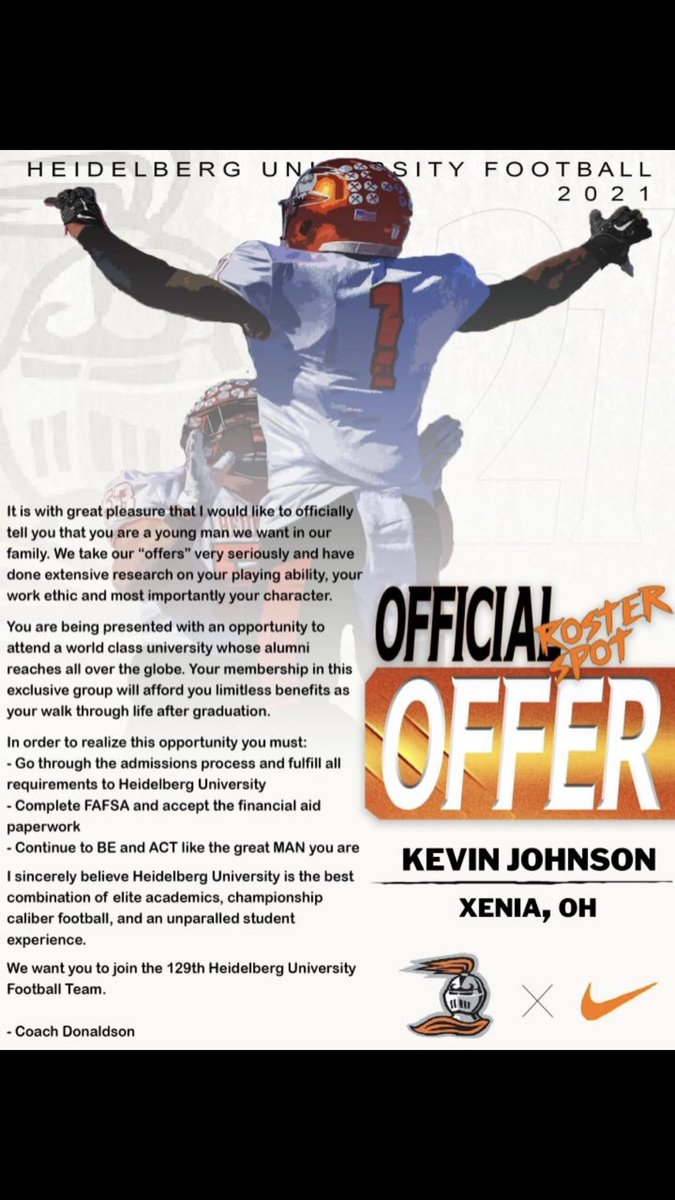 brodiekev3's tweet photo. Blessed To Receive A Offer From Heidelberg University💥🔥 #BergGang @CoachReynolds__ @Coach_Donaldson @xeniabucsfb @coachsmitherman https://t.co/291kXzk6Yj