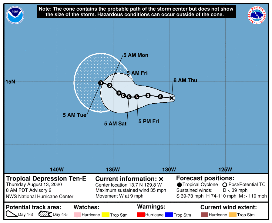 Storm_Chaser_75's tweet photo. #TD10E not looking to great this morning since due to unfavorable wind shear.
The NHC forecast TD #10E to strengthen into tropical storm soon. if TD 10E gets named, it will be given the name Fausto. 
TD 10E poses NO threat to land.

#Tropicalupdate
#TropicalDepression #eastpac https://t.co/tj9qYBT1hX