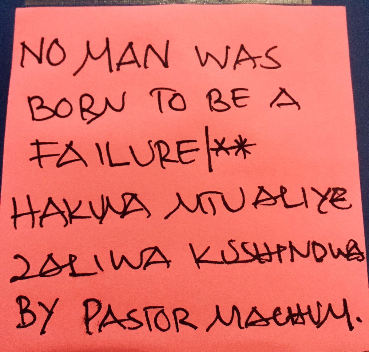 JeremiahMachum's tweet photo. **|| USIKUBALI KUKATA TAMAA AU **|| KUKATISHWA TAMAA NA MTU YEYOTE KWENYE MAISHA YAKO.!!
**|| Tambua kuwa haukuumbwa na Mungu Kuwa Hivyo Ulivyo na haukuumbwa na Mungu Kushindwa**||
#PastorMachum https://t.co/QnyYxOLob6