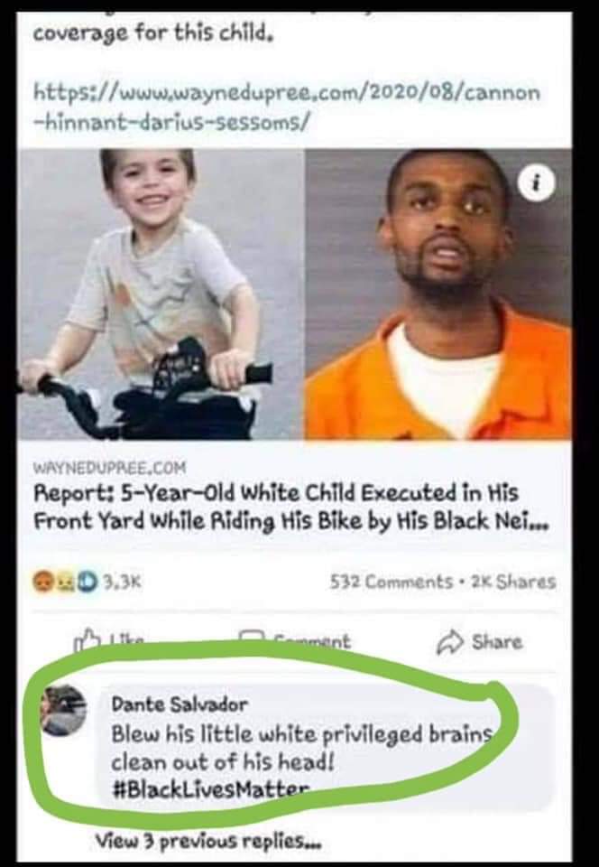 milck1979's tweet photo. Let's make Dante Salvador (San Francisco, CA) &amp; Terrell Kent (Wilson, NC) famous for being the real pieces of shit they truly are. How cam anyone say things like this about innocent children, no matter what their race is😡 https://t.co/0yFPYn8UBb