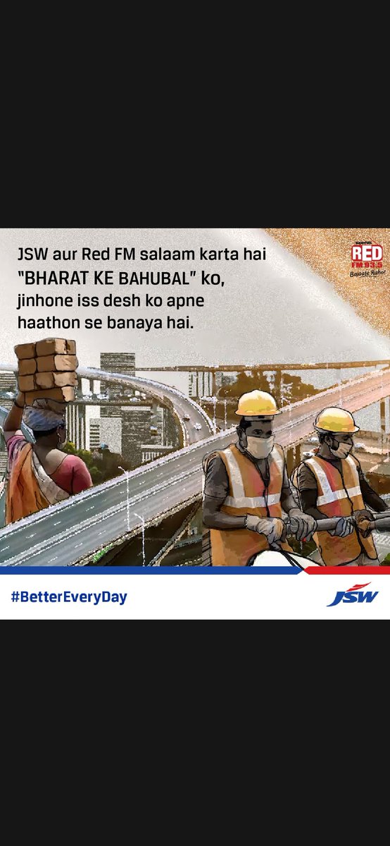 RjKarishma's tweet photo. Watch out for the ‘Bharat Ke Bahubal’ song releasing tomorrow only on Red FM.
#BetterEveryDay @TheJSWGroup https://t.co/P3HjrsW1ZA