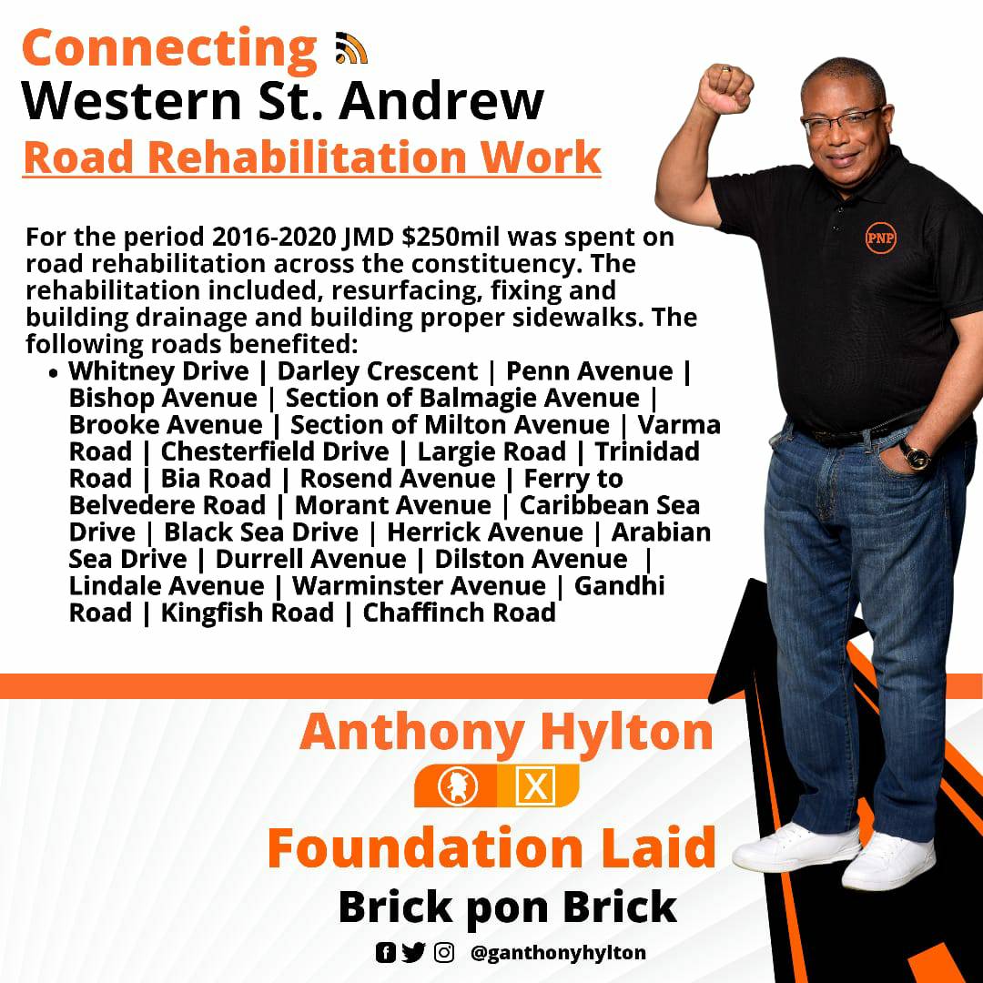 GAnthonyHylton's tweet photo. We have come a far way with our road rehabilitation programme. I will continue the work #VoteAnthonyHylton #Tony4WSA #TonyCares https://t.co/H9RtWSAzB7