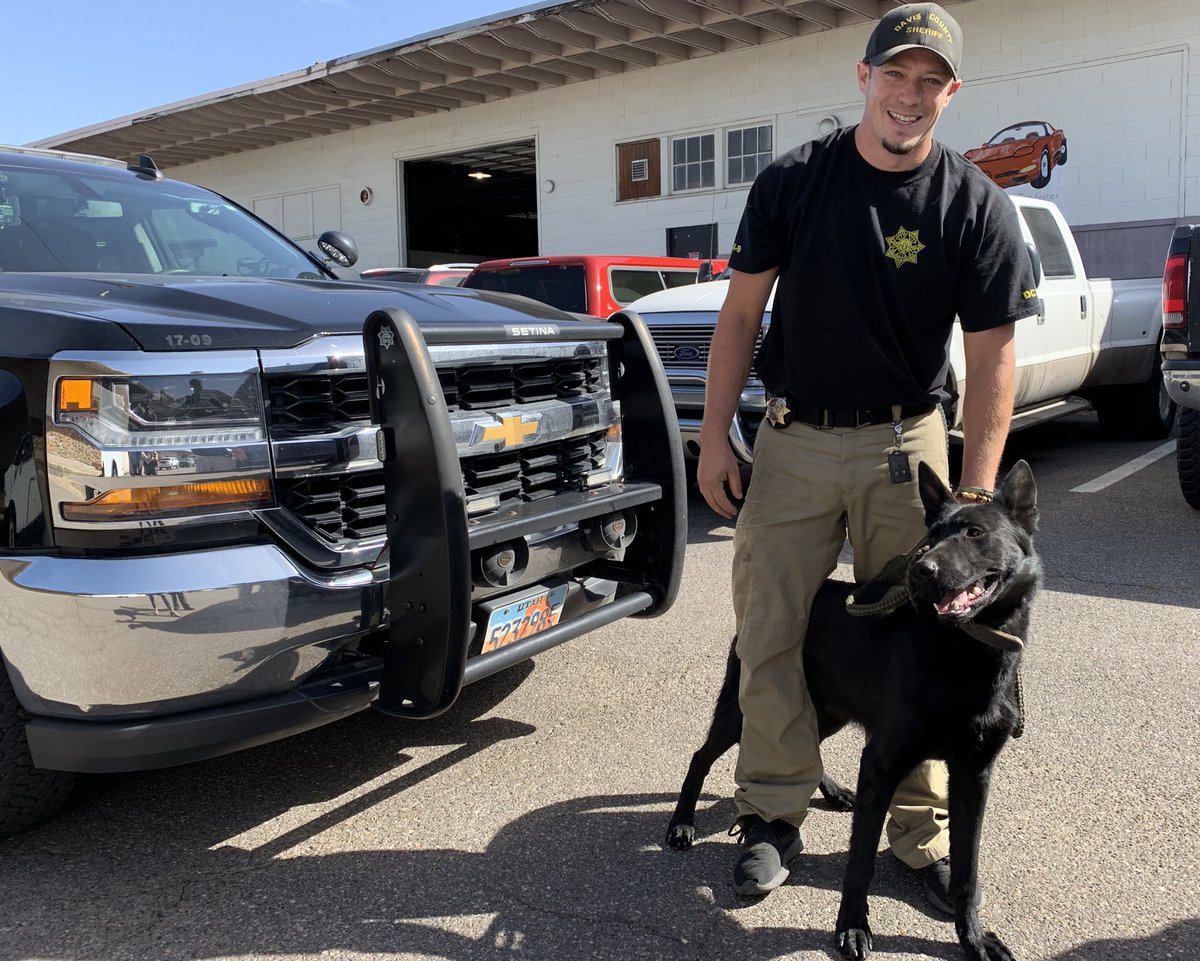 DavisSheriffUT's tweet photo. Introducing our newest K9: Faust.
Deputy Gall is his handler and based on both of their grins we believe they’ll be a very happy and productive duo!
#DavisSheriffUT #DavisSheriffK9 #K9Faust https://t.co/Qso9JR7EEW
