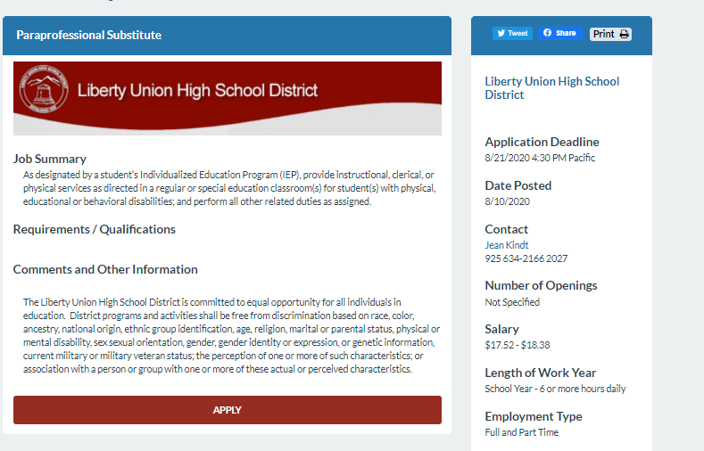 LibertyUnionHR's tweet photo. Paraprofessional Substitutes Needed.  Apply on-line at https://t.co/owszIIYzJb or contact Jean Kindt at kindtj@luhsd.net 🙂 https://t.co/m2lbE4WMc8