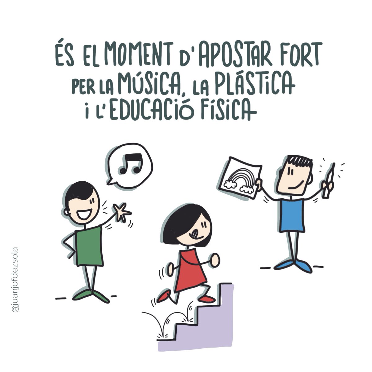 <a href="/xalenski/">Roser Xalabarder Sagalés</a> <a href="/educaciocat/">Educació</a> <a href="/JosepBargallo/">Josep Bargalló Valls</a> @cambrabcn <a href="/odeecambra/">DonaEmpresaEconomia</a> <a href="/jcanadellb/">Joan Canadell</a> <a href="/francinamarti/">Francina Martí Cartes</a> <a href="/RdriguezGascons/">Rosa</a> <a href="/ismaelpalacin/">Ismael Palacín</a> @planajordi <a href="/FathiaBenhammou/">Fathia Benhammou</a> @Carmerider <a href="/evasalvapages/">Eva Salva</a> <a href="/NewsNeus/">Neus Lorenzo</a> <a href="/angelscadenab/">Àngels Cadena Bordoll</a> <a href="/jaumepadros/">Jaume Padrós</a> <a href="/_AlexArenas/">Alex Arenas</a> <a href="/mmoliveras/">mmoliveras</a> <a href="/AnnaFornt/">Anna Fornt</a> @silsasot <a href="/ssivera/">Sílvia Sivera</a> <a href="/JoseMRodeiro/">Josep Manuel Rodeiro</a> <a href="/victorcostaor/">Víctor Costa</a> <a href="/anna_mercade/">Anna Mercade i Ferrando</a> És el moment d’apostar fort per la música, la plàstica i l’educació física -amb adaptacions per als possibles confinaments/aïllaments puntuals- (sobretot a Primària) i encara millor si les activitats formen part de projectes que incorporen altres àrees. #10Eduidees