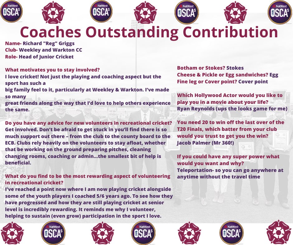 👀👇🏼
Get to know our winner of this a years Coaches Award- Outstanding Contribution Richard “Reg”Griggs 
#oscas #cricket #volunteers #outstandingcontribution #Northamptonshire