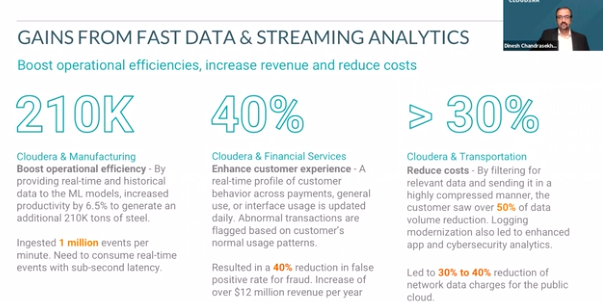 cloudera's tweet photo. Take a look at some real-world examples of how companies have been able to boost operational efficiencies, increase revenue, and reduce cost, with Cloudera. #harnessrealtime https://t.co/miXUNzAMuC https://t.co/3XTK5s7S7Q