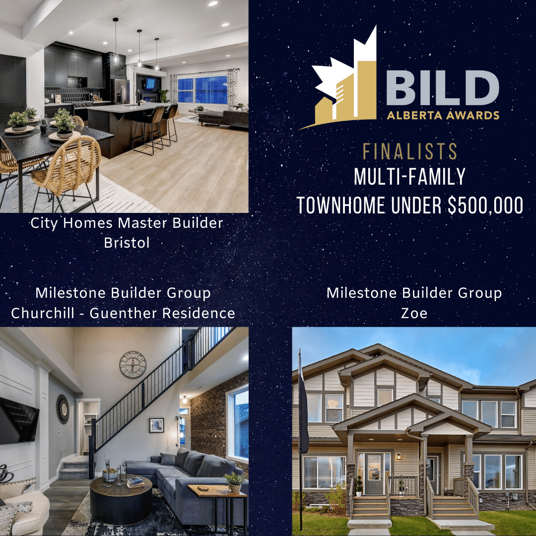 Who will take home the BILD Alberta Award for Townhome Under $500,000, sponsored by @ATCO @ATCOGas? The finalists are @CityHomesMB, Milestone Builder Group (@ParkRoyalHomes, @MarcsonHomes). #BILDCelebrates
