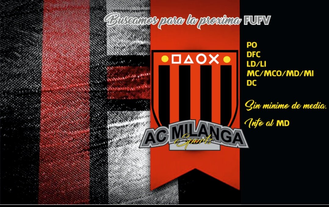 MilangaAc's tweet photo. Buscamos 
ED y DC uruguayos para cerrar el plantel.
Sin mínimo de media.
Con ganas y seriedad.
@FUFVeSports @FufvFichajes @PeloteoDeFufv https://t.co/yLotvOBRGm