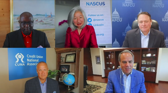 TruStage's tweet photo. In an unprecedented panel, leaders from the country's largest #creditunion orgs met to discuss everything from fintechs, social justice and more. All agreed that investing in tech has allowed a nearly seamless transition to remote work. #DiscoveryCon #strongertogether https://t.co/fiVTGhxbVy