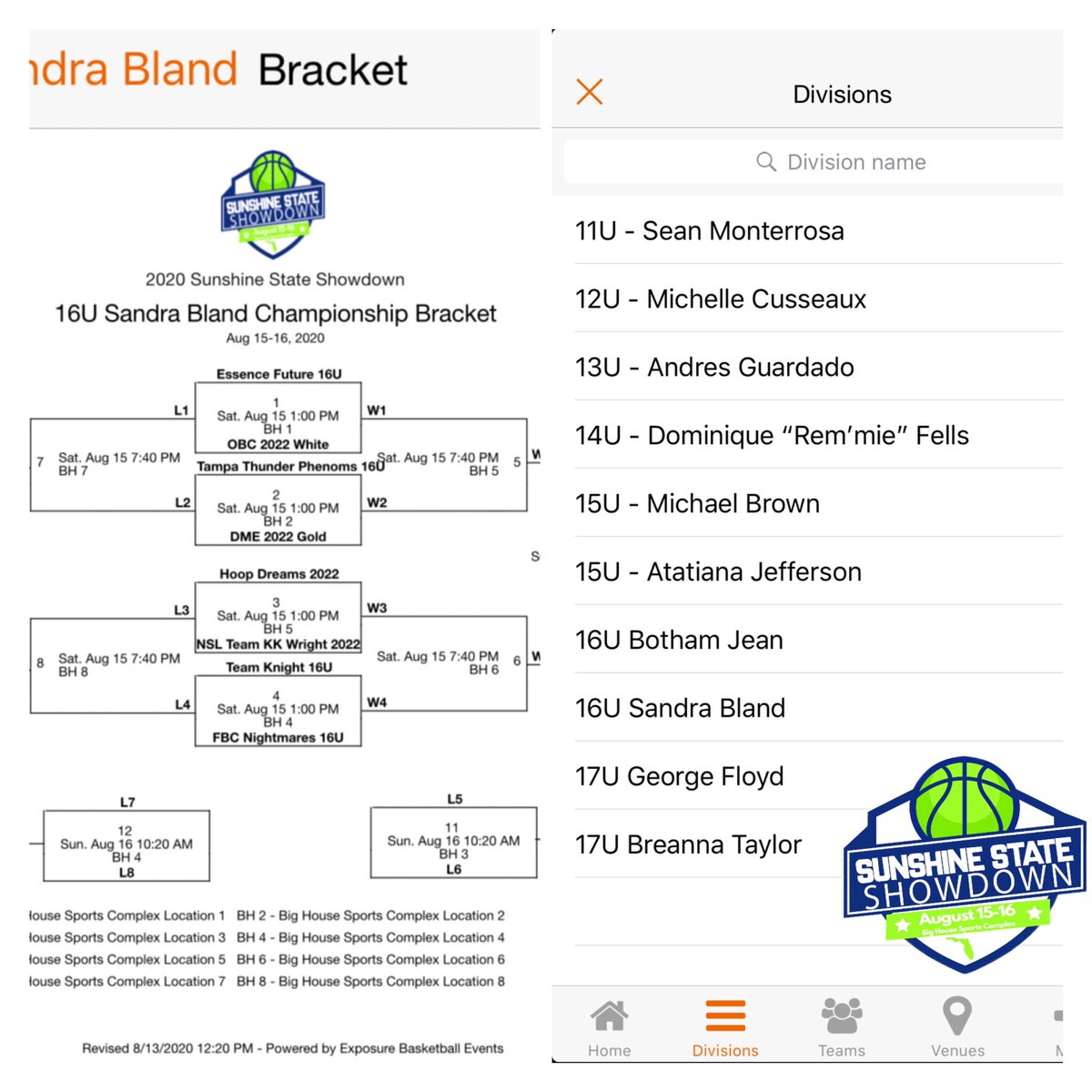 I’m excited to be playing this weekend at the #SunshineStateShowdown and after seeing the division names, I’m proud to be apart of it! This is bigger than basketball! #SayThereName