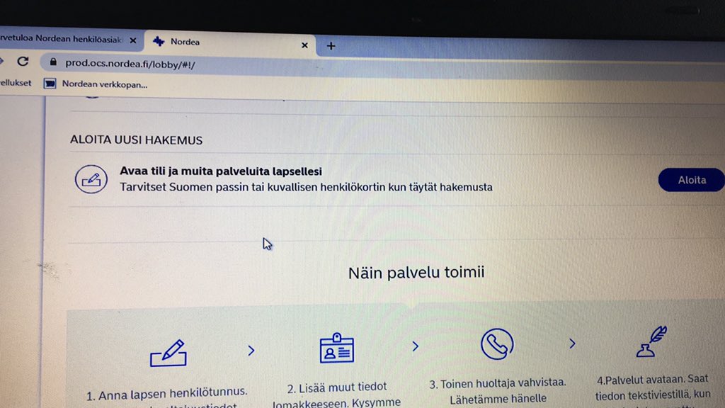 Esikoinen aloitti tänään yläasteen ja kuulema kaikilla muilla on jo kortti. Eipä mennyt kuin muutama minuutti ja hakemus oli tehty. Kyllä #Nordean asiakkaana on helppoa 💙 #paraspankki #Digi