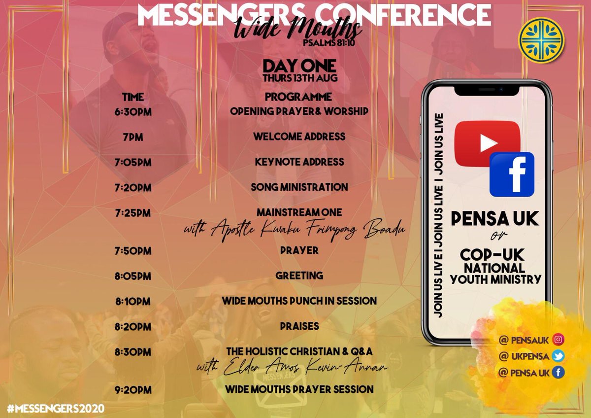 WE ARE LIVE! 🥳 Joins us as we start the Messengers Conference Day 1! 🔥<a href="/UkPensa/">PENSA UK</a> 

youtu.be/11964Z91Pho

#pensauk #messengersconference