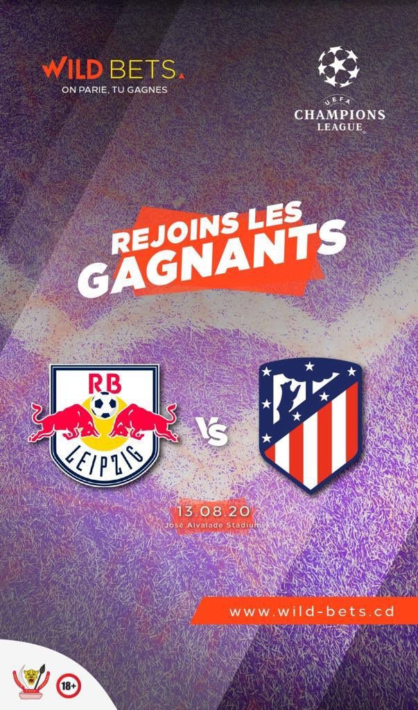 WildbetsApp's tweet photo. C’EST LE TEMPS DE JOUER
RB Leipzig vs Atlético de Madrid / août 13, 2020. Choisis ton equipe. JOUE, PARIE ET GAGNE. Commencez le match maintenant sur https://t.co/5LL7XXkfKP
#rbleipzig #rdc #congo #atleticomadrid #wildbets #bet #parie #match #football #ChampionsLeague https://t.co/8L7pDEXf1Q