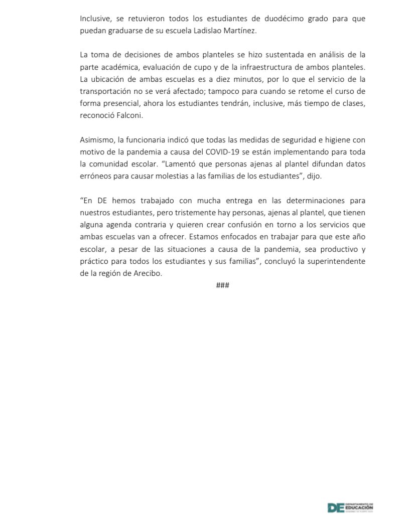 Superintendente de <a href="/orearecibo/">ORE ARECIBO</a> aclara información sobre Escuela Ladislao Martínez de Vega Alta.