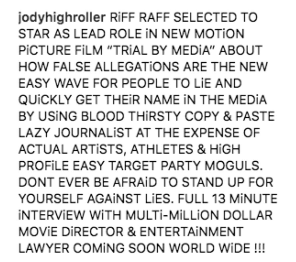 Oh Riff Raff. Now THIS is how you respond to two credible allegations, complete with a typing style straight out of 2004 MySpace