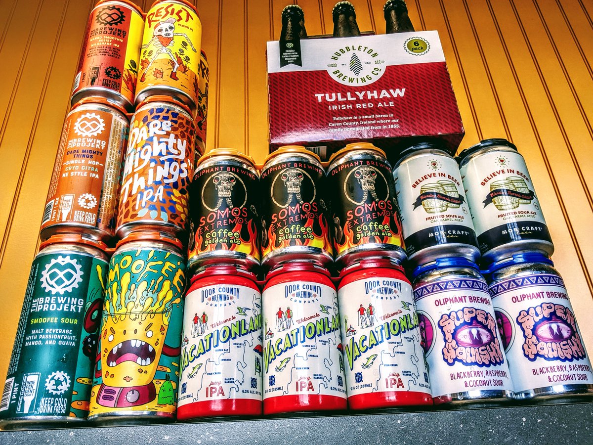 brennans_beer's tweet photo. We've got a diverse mix of beer from all around our Badgerland! Stock up for #WiBeerWeekend!
@brewingprojekt @OliphantBrewing @DoCoBrewingCo @mobcraftbeer #HubbletonBrewing
#DrinkLocal #WiCraftBeer ๐ป https://t.co/ZJ2r61jCs1