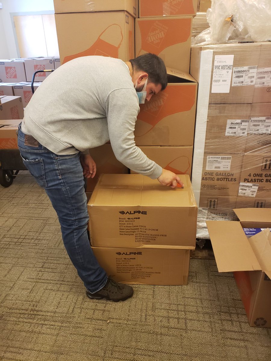 NYACUMC's tweet photo. How many gallons of hand sanitizer, face coverings, gloves and other PPE items does it take to keep close to 500 local churches safely reopened? Not sure, but our staff volunteers are working hard to put together what we know will be a good start for all our NYAC churches. https://t.co/ARBhiIA0Sh