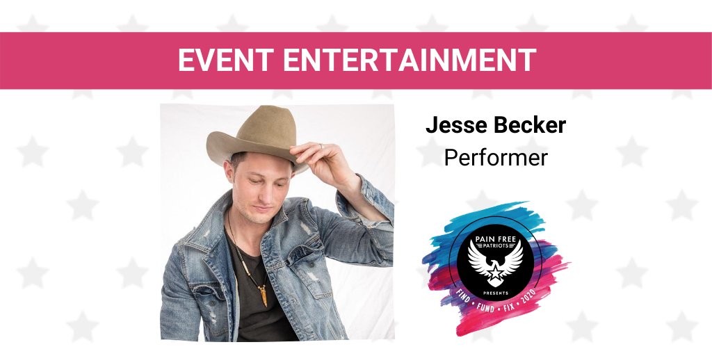 PainFreePatriot's tweet photo. Missing live music? Get your fix at Find-Fund-Fix 2020! Enjoy performances by Jesse Becker and learn how we Find-Fund-Fix Americaโs Heroes.
Join us on August 27 at 7 pm for this free virtual event. Register at https://t.co/6i1CI4lsE2
#FindFundFix #Heroes #BeThere #Gala26 https://t.co/1DMuyh6184