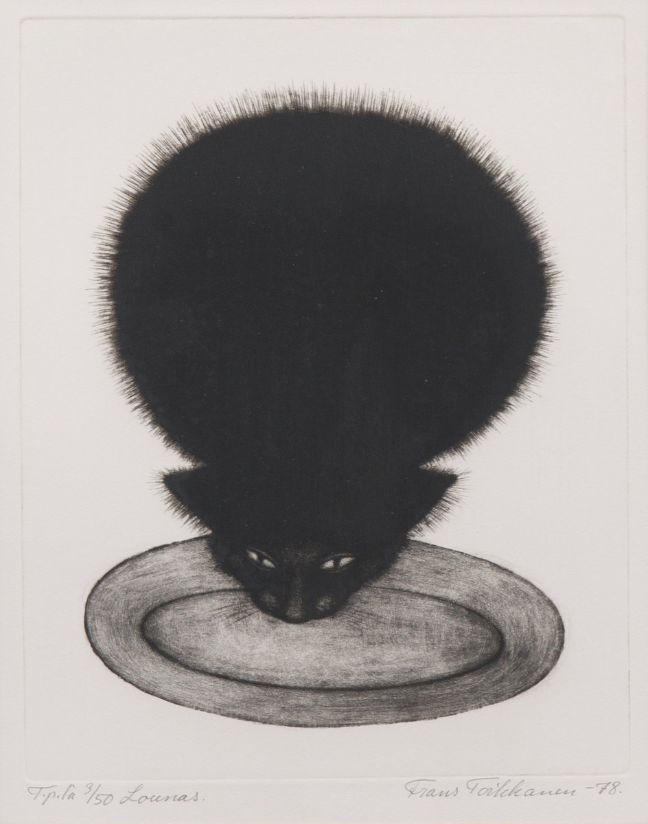 Lunch, 1978, and Sleeping Cat, 1971, by Frans Toikkanen