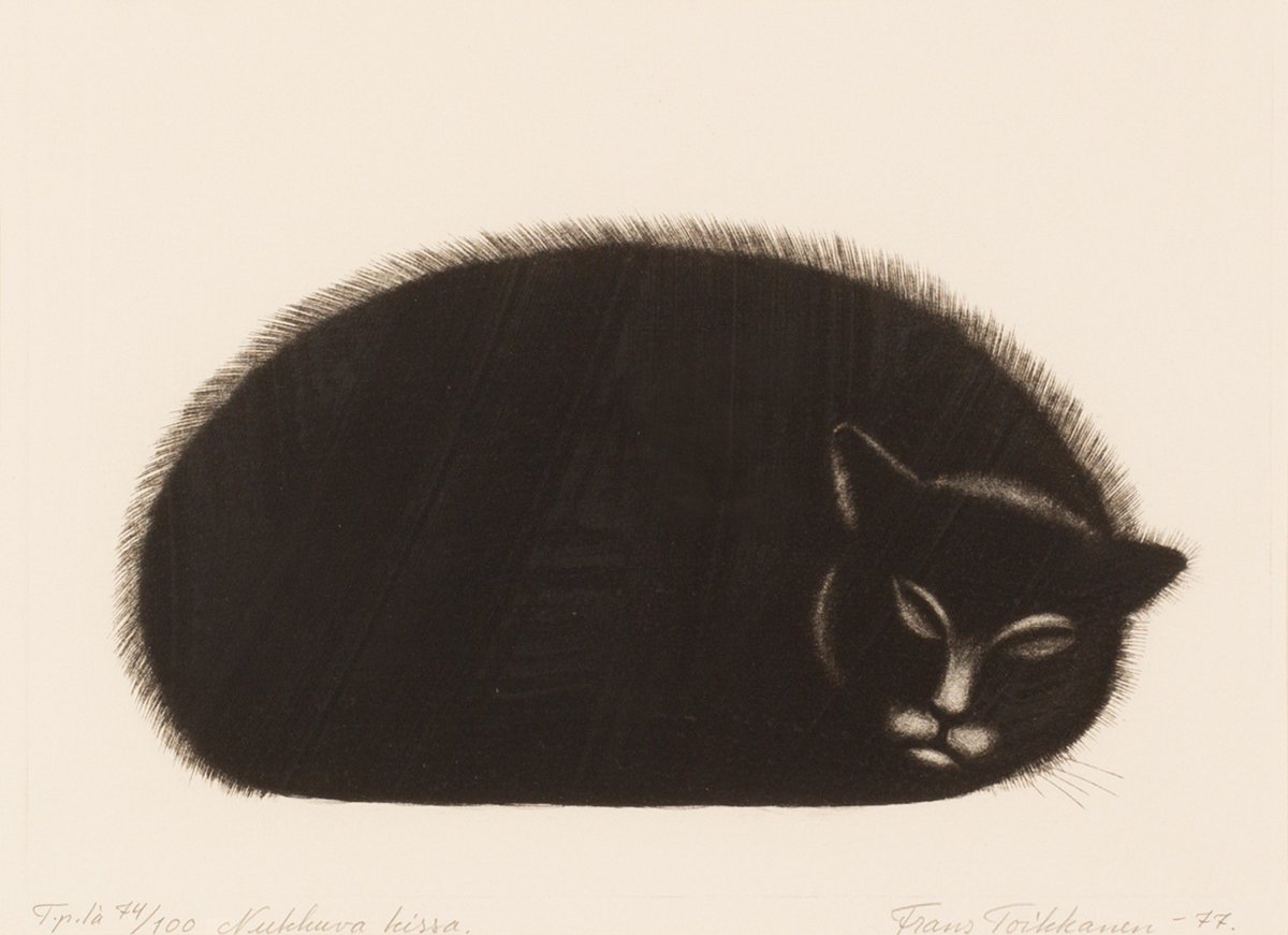 Lunch, 1978, and Sleeping Cat, 1971, by Frans Toikkanen