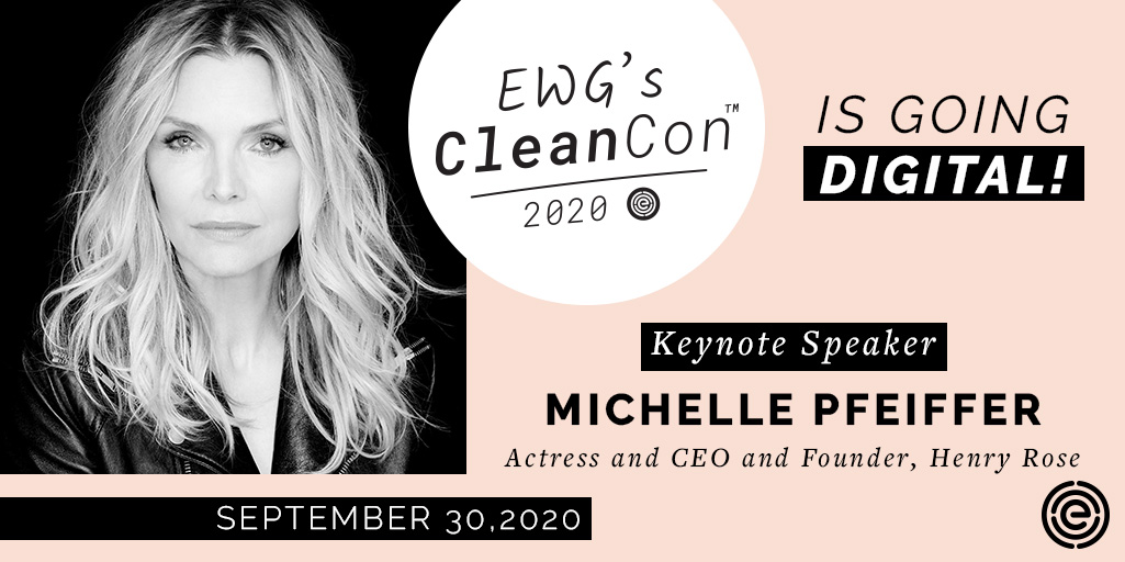 ewg's tweet photo. @EWG’s #CleanCon 2020 is going digital! Join us for a day full of insights from some of the biggest names in the clean beauty movement including Keynote Speakers Michelle Pfeiffer and @MirandaKerr. Your ticket gets you full access to panels, Q&A, and more! https://t.co/RfPuNnwVUh https://t.co/6J9ZCKGfxh