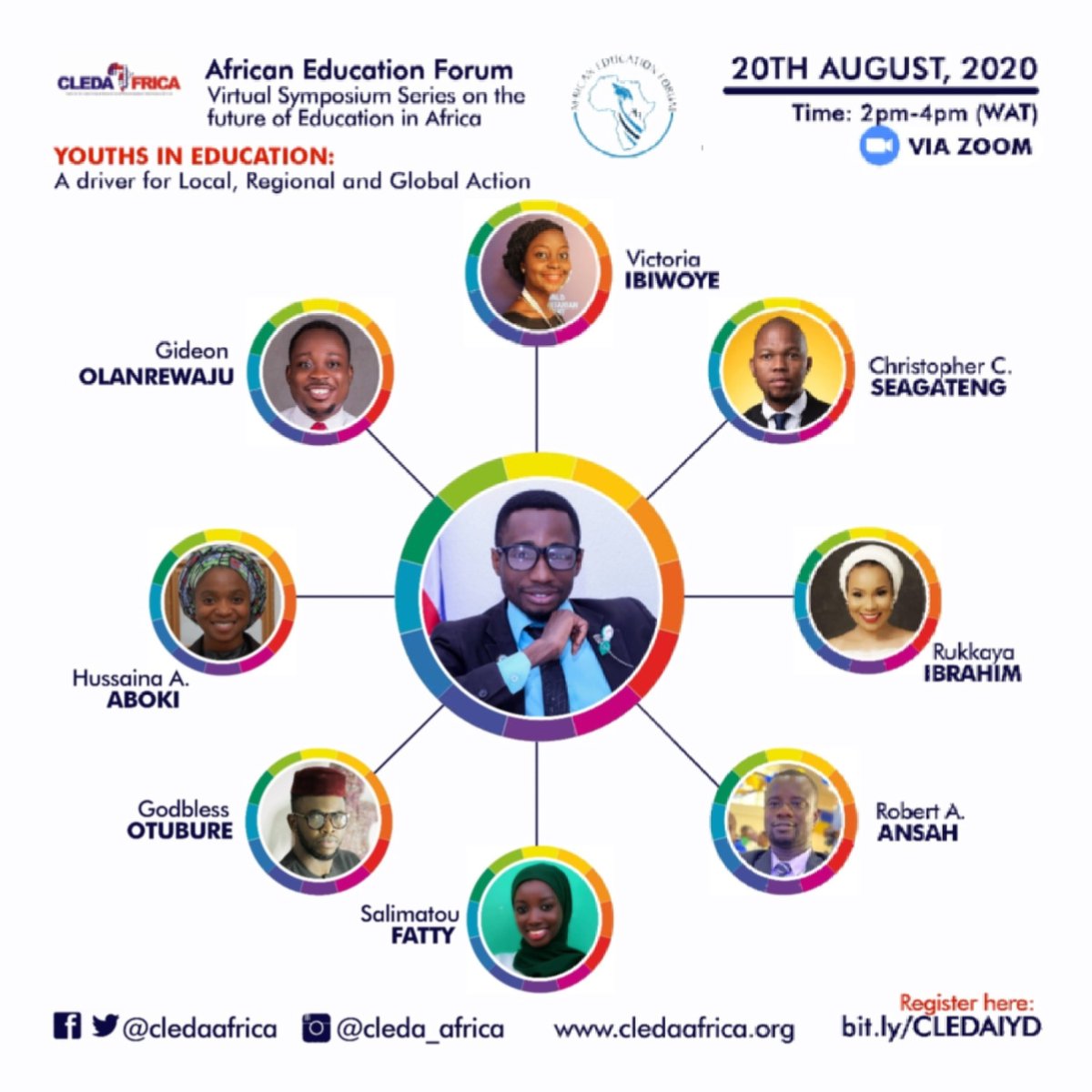 Young people are driving global action through education development practices.

Join us on `Youths-in-Education: A driver for global action`. Our speakers will be connecting from USA, Botswana, Canada, Gambia, Ghana, and Nigeria.

bit.ly/CLEDAIYD