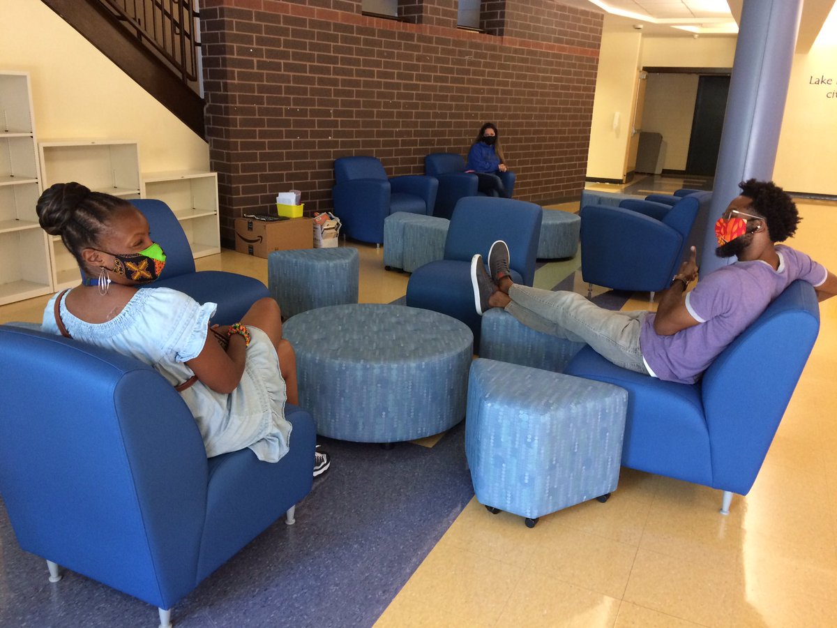 Wait- is that a cool new coffee shop?! No! It’s our beautiful, new Art Lobby furniture 😊 @TBarton42 @LFLions @aghamilton27 Thanks to my excellent chair models @feldvebel21