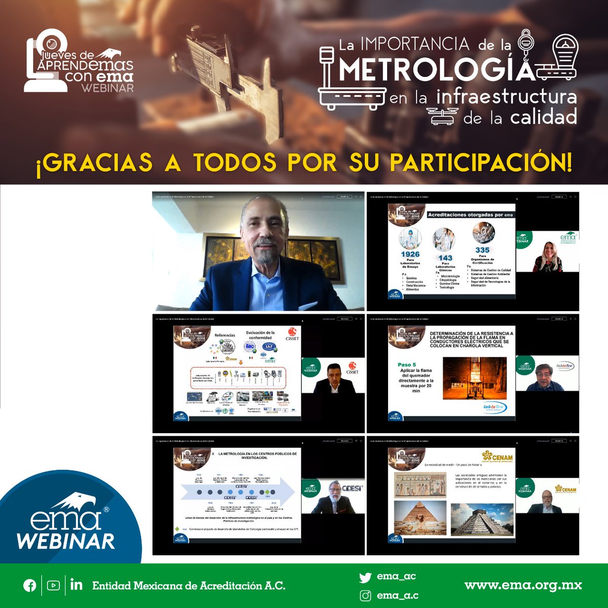 ema_ac's tweet photo. 🔴Gracias a nuestros más de 1600 participantes que nos acompañaron en nuestro Webinar de hoy donde expertos del @CENAM_Mexico @CIDESIMX #CiSSET #Labintec y @ema_ac resaltaron que detrás de cada producto, sistema o servicio confiable hay una buena medición.✅ https://t.co/BBT8iaRIMt