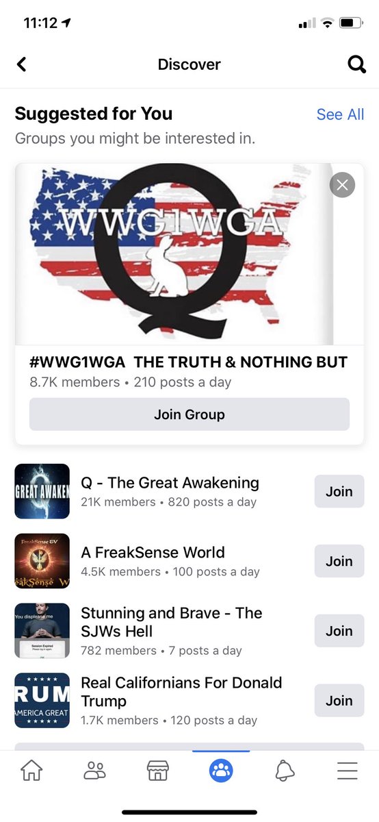 Here’s what I see (literally at just this moment) when I log into Facebook and click on the groups tab. This is not an adversarial relationship.  @ngleicher