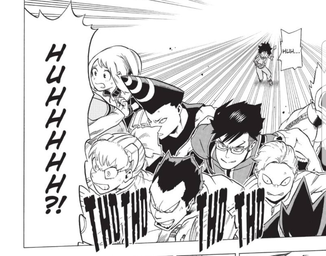 Also shows in her next panel after Present Mic sends them off too. She easily has the most worried expression compared to the other students (sans deku) in the panel (also bottom right, Tokoyami was in their area too WHO KNEW!!!)