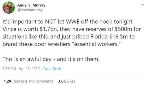 - April 15th: WWE cleans out their closet in order to scrimp and save every dollar despite being on track for record profits. The releases come thick and fast through the day, and more emerge a few days later. It's a travesty & example of the greed that flows through the company.