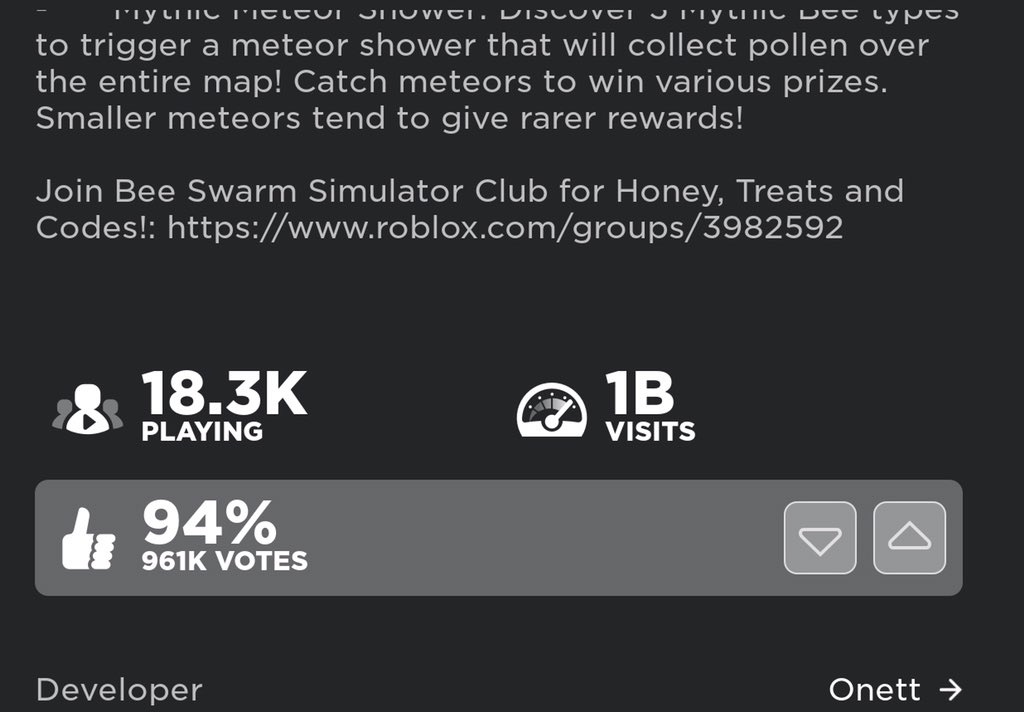 Bee Swarm Leaks On Twitter I Can T Believe Onett S Game Bee Swarm Simulator Is The First Ever Roblox Simulator To Reach 1 Billion Visits Congrats Onettdev Amazing Game Well Deserved - roblox onett group