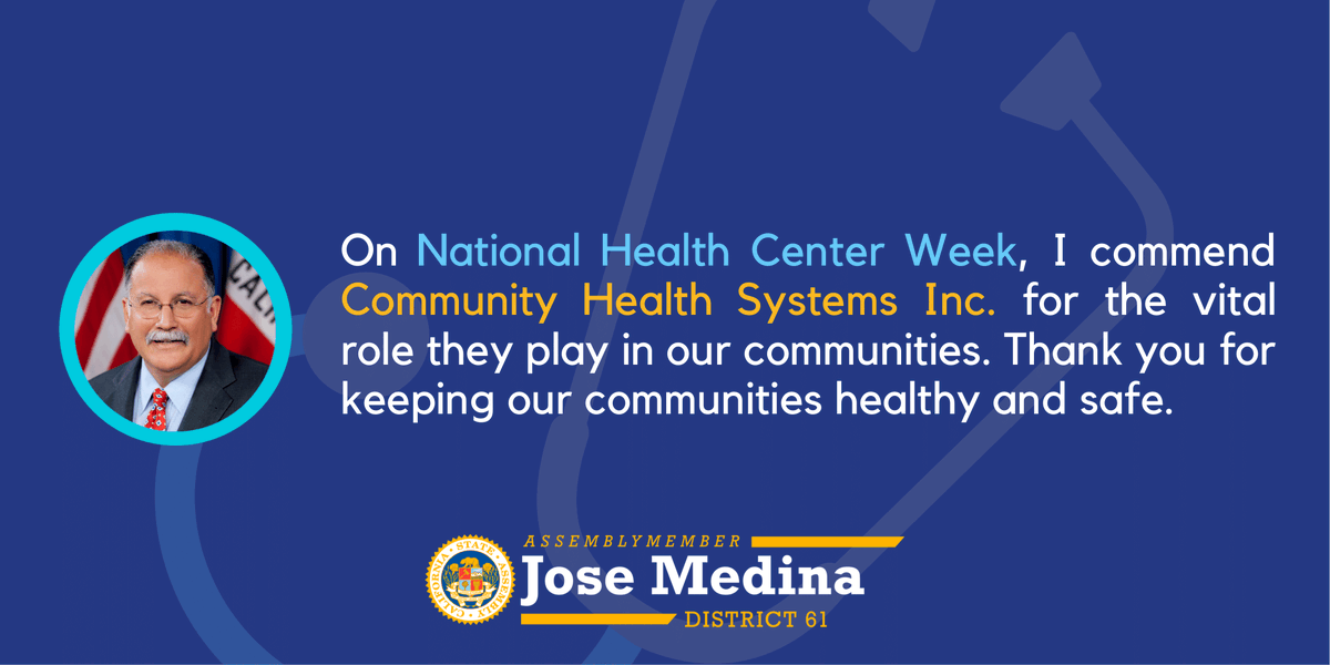 WeAreCHAISR's tweet photo. Today is Stakeholder Appreciation Day! We would like to thank all of our elected officials for their leadership and support of Community Health Centers!
Thank you @AsmJoseMedina for your continued support!
#ValueCHCs #NHCW2020 #SafetyNetStrong @NACHC https://t.co/h4KUtwGYQ7