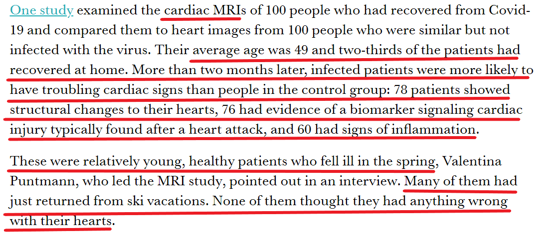 Study involving cardiac MRI scans reveals heart damage among "relatively young, healthy patients" with Covid-19, many who "had just returned from ski vacations". 1/ https://www.statnews.com/2020/07/27/covid19-concerns-about-lasting-heart-damage/
