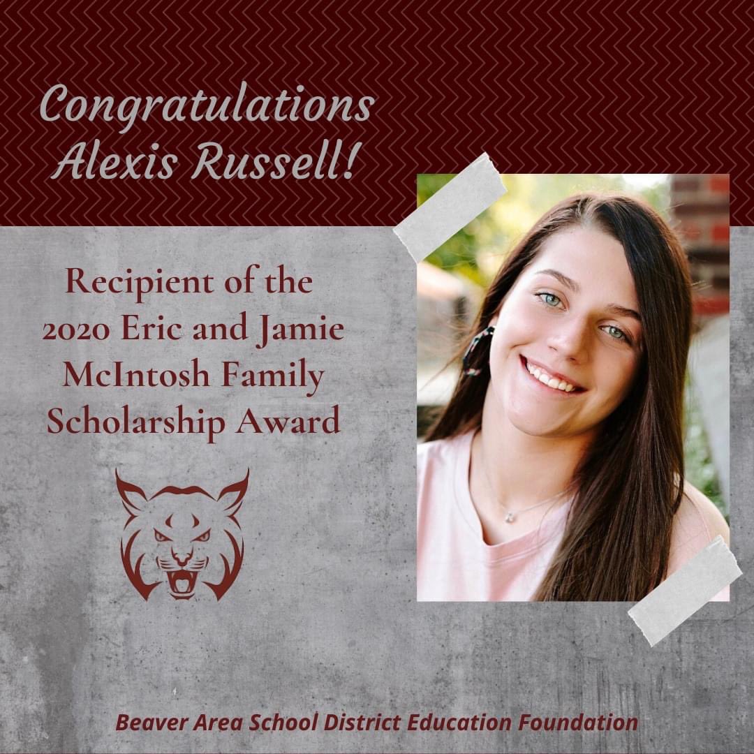 BASDEdFdn's tweet photo. The Eric &amp; Jamie McIntosh Family scholarship was founded in 2018 to recognize students that have incredible potential &amp; who demonstrate leadership, resilience &amp; compassion. This year’s recipient clearly personifies the qualities &amp; spirit of the scholarship.  Congrats Lexi Russell https://t.co/vReNhjfnEM