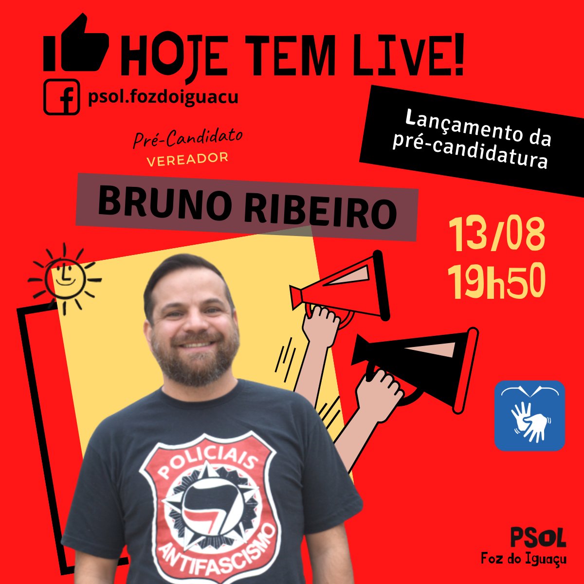 bruno_psol's tweet photo. Nossa live vai ter tradução em Libras, pessoal. Nos vemos às 19h50, hoje! 

Instagram: @brunoribeiropsol
Twitter: @bruno_psol
Facebook: @bruno_psol 

#psol
#psolparana
#psolfoz
#BrunoRibeiroPSOL https://t.co/sqHy69EG9e