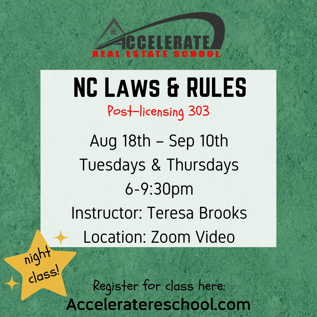 Seats are still available. Don't wait! Sign up here 👉 zcu.io/E8Wi 
.
.
.
#acceleraterealestateschool #realestateschoolnc #ncrelicense #postlicensingclasses #ncrealtors  #caryrealtors #hillsboroughrealtor #durhamrealtor #raleighrealtor #greensbororealtor