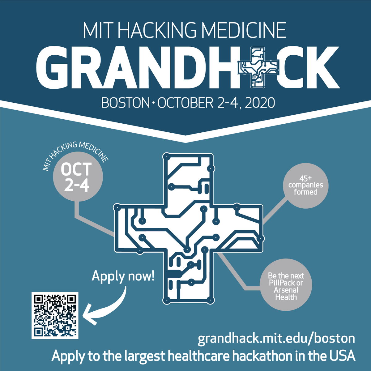 SECOND round of acceptances for our flagship event, MIT Grand Hack 2020, are sent out! Make sure to apply BEFORE September 11, 2020 @ 11:59 AM EST at grandhack.mit.edu/boston/partici…

<a href="/InterSystems/">InterSystems</a> <a href="/pfirelabstudy/">PfIRe Lab</a> @_DiMeSociety <a href="/AmerMedicalAssn/">AMA</a> <a href="/MITInnovation/">MITii</a> @MITlinQ <a href="/AbelsonTaylor/">AbelsonTaylor Group</a>