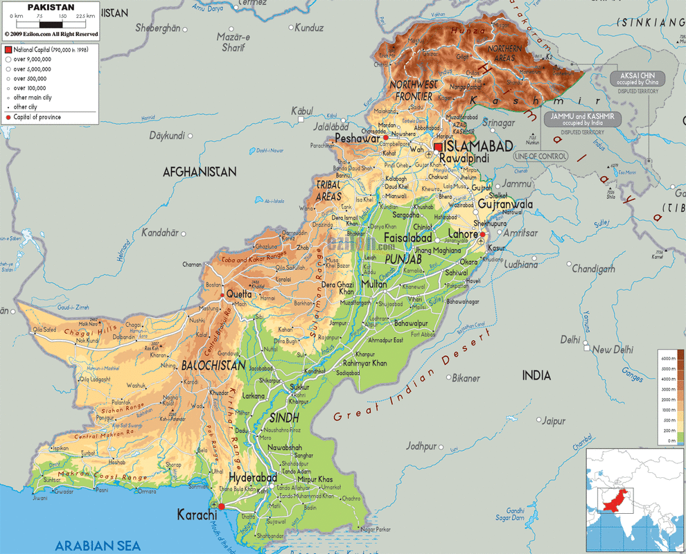Pakistan'ın kabaca 3 ana bölgesi vardır. Dağlık ve sarp kuzey bölgeleri, Kurak, çöllük ve yer yer dağlık Batı bölgeleri ve son derece verimli Pencab (Beş su) ve Sind bölgeleri. Bu devasa nüfusu besleyen de işte bu beş su yani Pencab bölgesidir. Ülkenin asilleri hep buradandır.