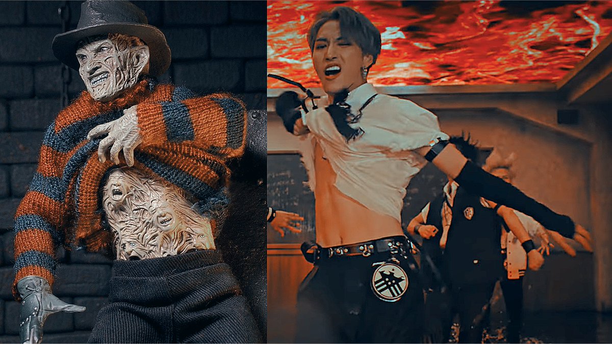 ankinalapka's tweet photo. Sorry but after today's performance I clearly see parallels between 'Inception' and Freddy Krueger lol 🤣
#ATEEZ #INCEPTION https://t.co/mN9kyFG6If
